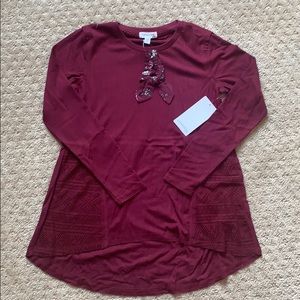 ✌🏻BNWT Girls XL Maroon Tunic Top + 🌸Scrunchie